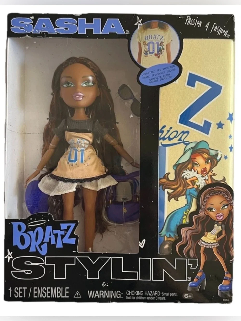 Bratz Stylin' Sasha Fashion Doll with Customizable T-Shirt for You